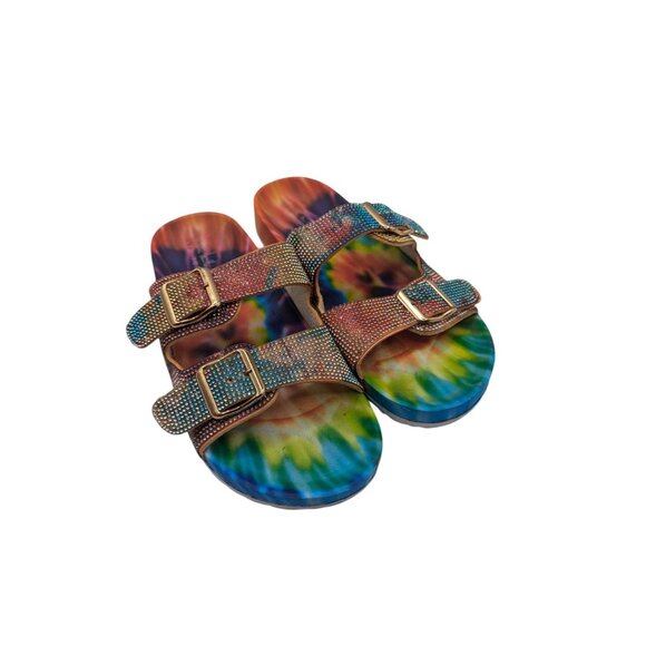 Nicole Miller tie dye rhinestone 2 buckle sandals Size 8 - Picture 4 of 10
